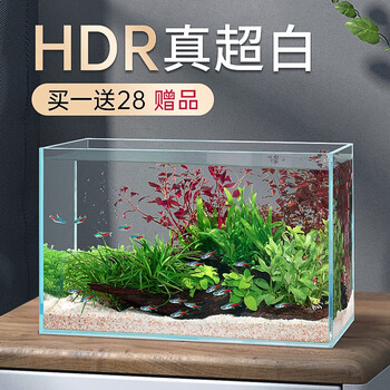 意牌yee桌面超白玻璃小鱼缸迷你生态造景方形鱼缸水族箱客厅小型金鱼