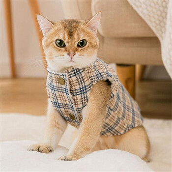 嬉皮狗秋冬季小香风格子马甲猫咪两脚衣保暖小狗狗韩版宠物羊羔绒猫棉衣蓝色格纹m 建议体重5 8斤 图片价格品牌报价 京东