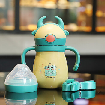 贝亲pigeon婴儿保温奶瓶大宝宝带吸管刻度两用316不锈钢幼儿童水杯一