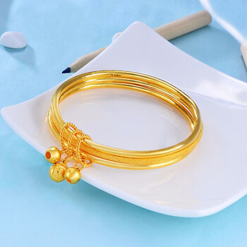 纪兮竹三生三世黄金手镯999足金新款黄金实心镯子女款 59圈口 88.88g