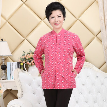 禾野田大码妈妈对襟内衣长袖中老年人开衫秋衣男女纯棉线衣系扣单件