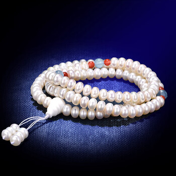 惜伴缘手工天然珍珠手串佛珠108颗念珠珍珠怀业念珠修九本尊珍珠手链