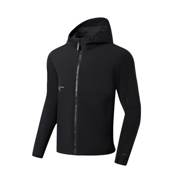 李宁风衣男2022秋季款男子宽松型连帽运动风衣黑色3s