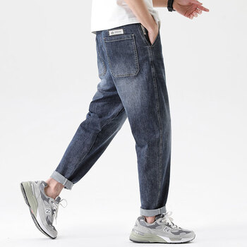 布衣传说 柔质酵素洗 春季磨白牛仔裤男款宽松直筒休闲长裤子潮牌 牛仔蓝 29