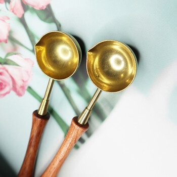 世宜得 火漆印章加热工具 小蛮腰火漆勺子 小清新巴西花梨木柄铜勺