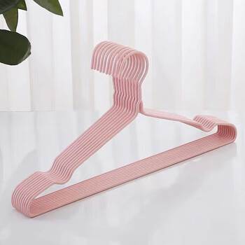 简尚恩家用浸塑衣架收纳必背学生晒衣服宿舍阳台晾晒衣信 浅粉-40厘米凹槽款 20个装