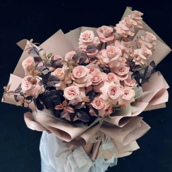 爱花居 鲜花速递33朵玫瑰花束生日礼物送恋人朋友求婚告白全国同城配送 拥抱幸福|N96