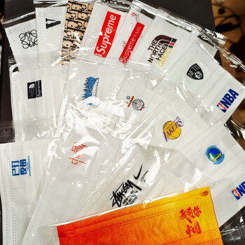 女轻薄透气nba北脸bm联名时尚中国风潮流网红nk蓝色火焰字母印花口罩