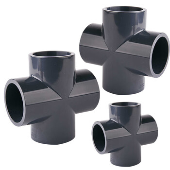飓程 upvc给水管等径四通 工业级化工管件四通 黑色塑料正四通 单位