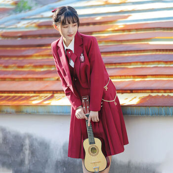 秋冬jk制服外套西服短款制服套装全套校供护奶群衬衫大全套红色短西xs