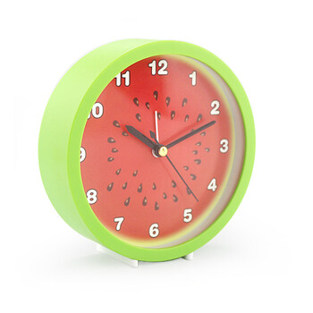 田园清馨 清凉水果西瓜闹钟 简约座钟桌钟时钟表 卧室书房懒人钟 西瓜