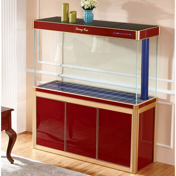 liangcai水族箱客厅中大型高清玻璃圆边招财定制家用造景落地底滤鱼缸