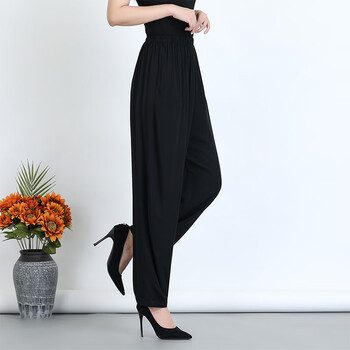 繁安春夏天女士哈龙裤宽松哈伦裤新款裤子女夏季高腰黑色版xl建议90斤