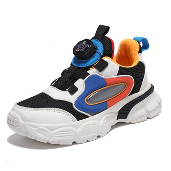 尘贺chenhe男童跑鞋新款儿童运动鞋中大童透气网鞋男孩学生纽扣鞋子