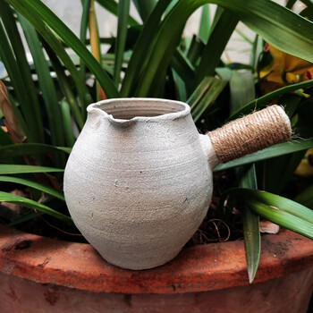 土陶罐煮茶 云南土陶烤茶罐粗陶手工柴烧窑侧把餐饮具茶具公道杯复古