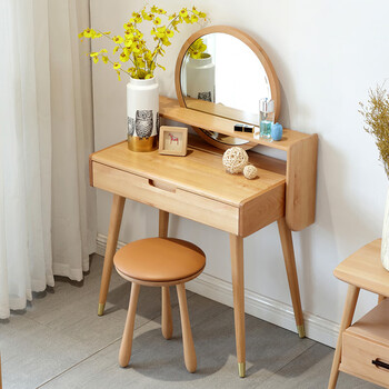 工匠概念 川业 梳妆台卧室北欧风榉木小户型美式轻奢原木化妆台轻奢