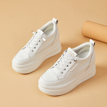 tataglare内增高真皮小白鞋女2024新款夏季小个子厚底女鞋网面透气