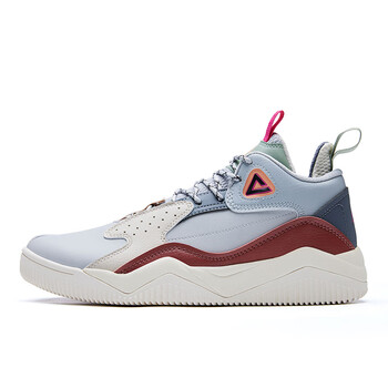 匹克板鞋夏季新款男鞋男士高帮厚底运动鞋子皮面防水复古休闲白灰39