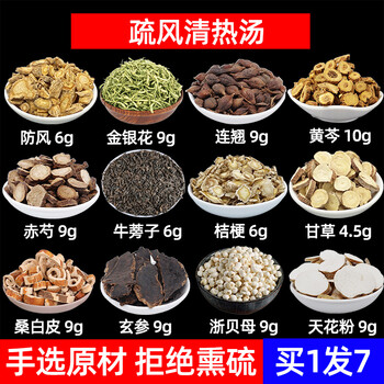 疏风汤防风金银花连翘黄芩赤芍牛蒡子桔梗甘草陈皮组合