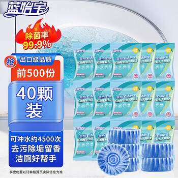 蓝怡宝洁厕灵 蓝泡泡 洁厕块厕所除臭马桶清洁剂清洁球卫生间洁厕宝强效 马桶洁厕块【40包】独立包装
