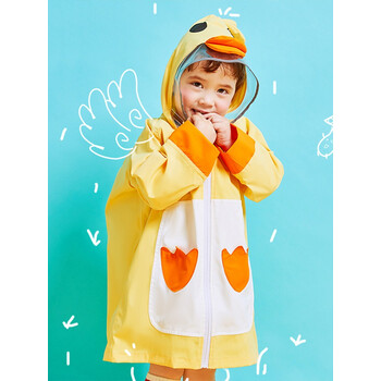 萌天星幼儿园学生雨衣卡通可爱小黄鸭连帽防水儿童雨衣女男童宝宝雨衣