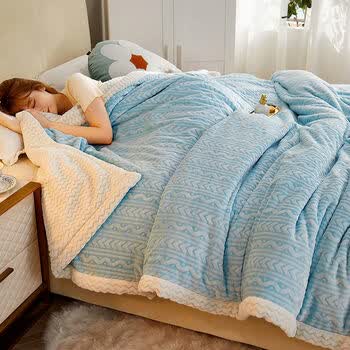 加厚速热毛毯秋冬季盖毯法兰绒毯子珊瑚绒保暖单双人雪花绒毯被子加厚