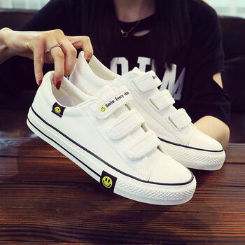 鞋男春季情侣休闲魔术贴板鞋韩版学生布鞋潮流百搭小白鞋子男白色44