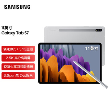 三星Galaxy Tab S7 11英寸平板电脑2.5K全面屏120Hz 8G+256GB 骁龙865+ Spen书写二合一影音娱乐办公灰色T870