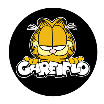 卧室圆形转椅宠物精灵地垫电脑椅卡通儿童可爱家用定制 加菲猫黑底