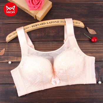 无铁内衣女过安检门大码胖mm文胸抹胸大胸显小神器胸罩官方专卖 肤色