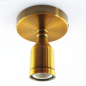 e27螺口灯口灯头复古铝壳灯座仿古吸顶灯头座明装led螺纹灯泡底座金古