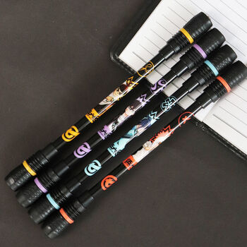 知鹿抖音同款发光转转笔伍六七钢珠磁吸黑蓝双头中性笔手指旋转水性笔