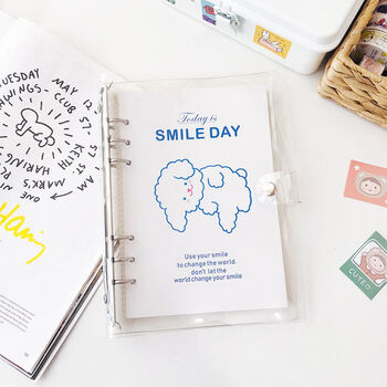 姒桀sjins风小女孩小熊网红插画手帐本可爱活页6孔笔记本手账记事本