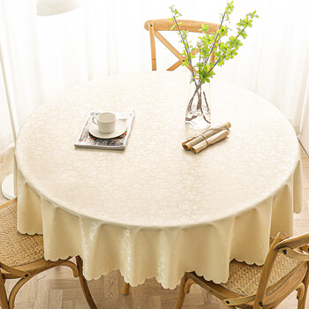 圆桌布欧式防水防油防烫免洗酒店饭店家用圆形大圆桌餐桌布台布布艺小