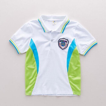 童装短袖校服t恤翻领初高中小学生纯棉圆领男女儿童运动款 t05白色