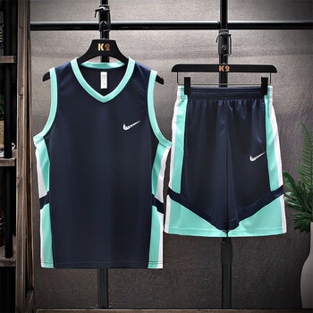 耐克顿篮球服夏季无袖背心套装男16岁体育生运动套装定制比赛衣服宝蓝