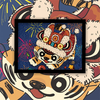 纸浆画 纸浆画底板 纸浆画成品 手工diy新春新品手绘老虎手工diy纸浆