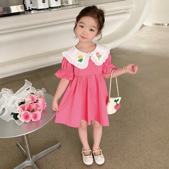 迪凡熊小公主连衣裙夏季新款小女孩娃娃领裙子16岁宝宝公主裙3儿童