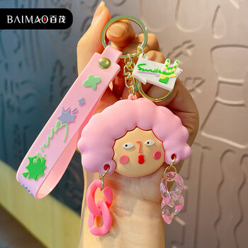 百茂网红波普女郎钥匙扣精致女可爱汽车钥匙挂件卡通书包挂饰钥匙链女