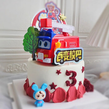 百世今生百变校巴儿童小汽车巴士歌德生日蛋糕同城配送儿童消防车警车