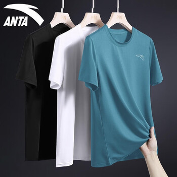 安踏(anta)速干短袖t恤男2023夏季男士运动透气半袖跑步健身休闲运动