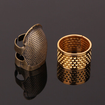 金属铜十字绣缝纫DIY顶针抵戒压针器顶针箍十字绣顶针十字绣顶针 M号顶针+金色顶针各1个