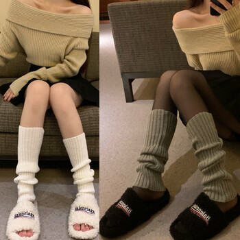 针织jk袜套袜子白色长筒小腿袜套秋冬lolita堆堆袜原宿风y2k辣妹卡诺