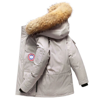 加拿大儿童服童中长款新款洋气中大童大鹅加厚反季米白色110