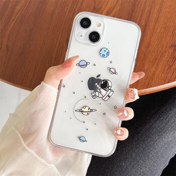 卡通nasa创意宇航员适用iphone13promax手机壳情侣透明苹果12pro软壳