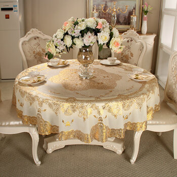 圆桌带转盘桌布防水防油免洗家用pvc欧式双层圆形转桌台布餐桌垫