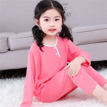 牛牛萌宝儿童睡衣家居服绵绸空调服夏季女童粉红色3宝宝4小孩5长袖6薄