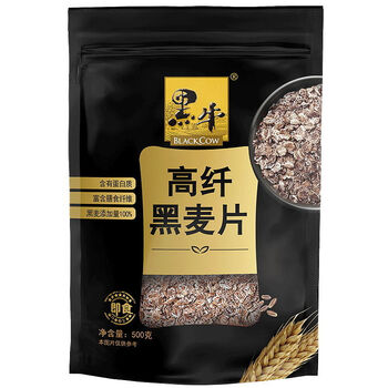 黑牛高纤黑麦片500g即食早餐健身营养麦片健身代餐500g黑麦片1袋