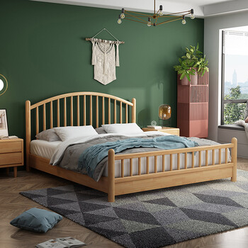 珩居一米五的床民宿创意北欧温莎实木床18米极简约日式原木风格一米五