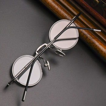 中老年通用复古圆形全框耐磨老花眼镜女枪色架小圆老花镜200度镜片